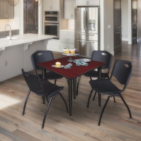 Regency Kahlo Square Table & Chair Sets, 48 W, 48 L, 29 H, Wood, Metal, Plastic Top, Mahogany TPL4848MHBK47BK